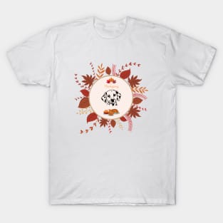 Cute Dalmatian Dog with Thanksgiving Theme T-Shirt